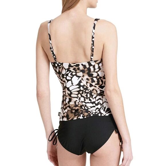 Calvin Klein Women's Animal Print Ruched Tummy Control Tankini Top Size L - Picture 3 of 5